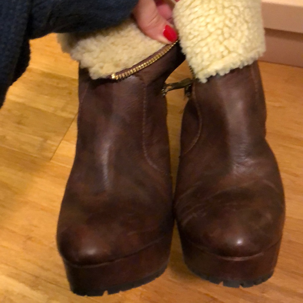 Bcbgeneration Brown Platform Booties W/ Shearling - image 6